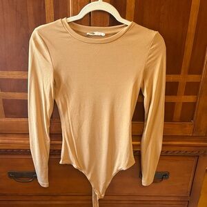 Elodie Beige Long Sleeve Bodysuit